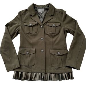 Tinley Rd Military with Ruffled Hem Women’s Blazer Shacket M-SteamPunk Utility